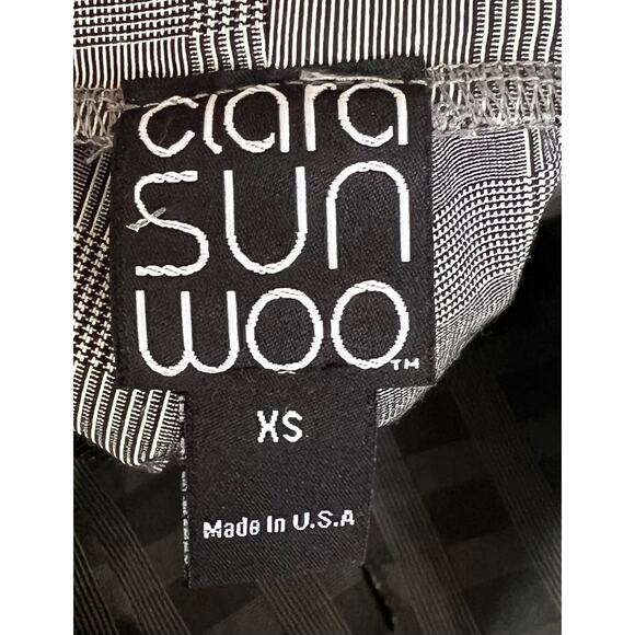 Clara Sun Woo Women’s Pants Cropped Pull On Black White Windowpane Plaid XS - Picture 7 of 8